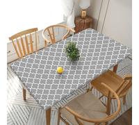 AUGUSTRUSH Quatrefoil Grey Rectangle Tablecloth, Fitted Tablecloth For 5 Ft Tables Waterproof Elastic Edge Table Cover For Folding Banquet Tables Wipeable Table Cloth For Picnic Parties (152x76 cm)