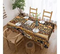 AUGUSTRUSH Rectangle Tablecloth 72x54 Inch, African Style Patchwork Tablecloths, Water-Resistant Polyester Table Cover, Spill-Proof Wrinkle-Free Washable Dining Table Linen For Wedding, Party, Picnic