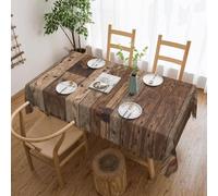 AUGUSTRUSH Rectangle Tablecloth 72x54 Inch, Brown Wood Tablecloths, Water-Resistant Polyester Table Cover, Spill-Proof Wrinkle-Free Washable Dining Table Linen For Wedding, Party, Picnic