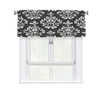 AUGUSTRUSH Rod Pocket Short Curtain Valance for windows 137x46 cm, Damask Pattern Curtains 18"x54" Short Window Valance, Light Filtering Window Treatment for Kitchen/Bathroom, Easy Installation