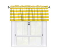 AUGUSTRUSH Rod Pocket Short Curtain Valance for windows 137x46 cm, Lemon Yellow Stripes Curtains 18"x54" Short Window Valance, Light Filtering Window Treatment for Kitchen/Bathroom, Easy Installation