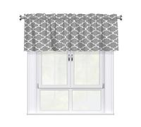 AUGUSTRUSH Rod Pocket Short Curtain Valance for windows 137x46 cm, Quatrefoil Grey Curtains 18"x54" Short Window Valance, Light Filtering Window Treatment for Kitchen/Bathroom, Easy Installation