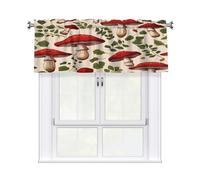 AUGUSTRUSH Rod Pocket Short Curtain Valance for windows 137x46 cm, Red Mushrooms Curtains 18"x54" Short Window Valance, Light Filtering Window Treatment for Kitchen/Bathroom, Easy Installation
