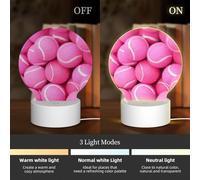 AUGUSTRUSH Round Acrylic Night Light with 3 Lighting Modes, Bright Pink Tennis Balls, USB Touch Control Led Lamp for Bedroom Decor, Dimmable Table Light for Home Office, Gift Ideas
