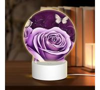 AUGUSTRUSH Round Acrylic Night Light with 3 Lighting Modes, Butterfly, USB Touch Control Led Lamp for Bedroom Decor, Dimmable Table Light for Home Office, Gift Ideas