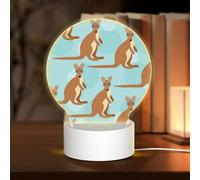 AUGUSTRUSH Round Acrylic Night Light with 3 Lighting Modes, Funny for Kangaroo Zoo, USB Touch Control Led Lamp for Bedroom Decor, Dimmable Table Light for Home Office, Gift Ideas