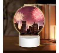 AUGUSTRUSH Round Acrylic Night Light with 3 Lighting Modes, Las Vegas Sunset, USB Touch Control Led Lamp for Bedroom Decor, Dimmable Table Light for Home Office, Gift Ideas