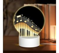AUGUSTRUSH Round Acrylic Night Light with 3 Lighting Modes, Novel Music Note, USB Touch Control Led Lamp for Bedroom Decor, Dimmable Table Light for Home Office, Gift Ideas