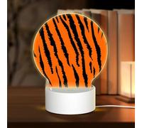 AUGUSTRUSH Round Acrylic Night Light with 3 Lighting Modes, Orange Tiger Leopard, USB Touch Control Led Lamp for Bedroom Decor, Dimmable Table Light for Home Office, Gift Ideas