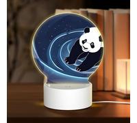 AUGUSTRUSH Round Acrylic Night Light with 3 Lighting Modes, Panda, USB Touch Control Led Lamp for Bedroom Decor, Dimmable Table Light for Home Office, Gift Ideas