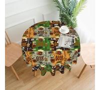 AUGUSTRUSH Round Tablecloth 152 Cm, Beer Table Cloth For Round Tables, Wrinkle Free Wipeable Circular Tablecloths, Washable Tablecloths For Kitchen Dining Banquet Party Decorative