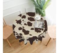 AUGUSTRUSH Round Tablecloth 152 Cm, Brown Cow Spots Table Cloth For Round Tables, Wrinkle Free Wipeable Circular Tablecloths, Washable Tablecloths For Kitchen Dining Banquet Party Decorative