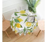 AUGUSTRUSH Round Tablecloth 152 Cm, Fresh Tropical Lemons Table Cloth For Round Tables, Wrinkle Free Wipeable Circular Tablecloths, Washable Tablecloths For Kitchen Dining Banquet Party Decorative