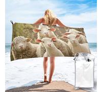 AUGUSTRUSH Sheep And Lambs Quick Drying Towel, Lightweight Microfiber Beach Towel For Adults, Sand Free Beach Towel With Pocket, Oversized Super Absorbent Towels For Traveling Swimming Camping Yoga