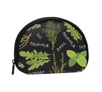 AUGUSTRUSH Small Zippered Coin Purse - Basil Thyme Dill & Rosemary Mini Canvas Wallet. Portable & Fashionable for Women & Girls. Ideal for Coin, Keychain, Credit Card & Id Storage