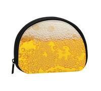 AUGUSTRUSH Small Zippered Coin Purse - Beer Foam Mini Canvas Wallet. Portable & Fashionable for Women & Girls. Ideal for Coin, Keychain, Credit Card & Id Storage