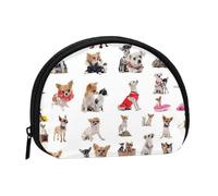 AUGUSTRUSH Small Zippered Coin Purse - Cute Chihuahua Pug Mini Canvas Wallet. Portable & Fashionable for Women & Girls. Ideal for Coin, Keychain, Credit Card & Id Storage