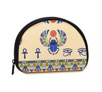 AUGUSTRUSH Small Zippered Coin Purse - Egyptian Scarab Mini Canvas Wallet. Portable & Fashionable for Women & Girls. Ideal for Coin, Keychain, Credit Card & Id Storage
