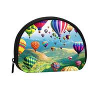 AUGUSTRUSH Small Zippered Coin Purse - Hot Air Balloons Mini Canvas Wallet. Portable & Fashionable for Women & Girls. Ideal for Coin, Keychain, Credit Card & Id Storage