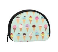 AUGUSTRUSH Small Zippered Coin Purse - Ice Cream Cones Mini Canvas Wallet. Portable & Fashionable for Women & Girls. Ideal for Coin, Keychain, Credit Card & Id Storage