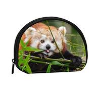 AUGUSTRUSH Small Zippered Coin Purse - Little Red Panda Mini Canvas Wallet. Portable & Fashionable for Women & Girls. Ideal for Coin, Keychain, Credit Card & Id Storage