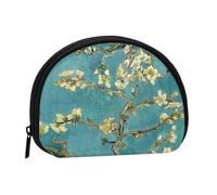 AUGUSTRUSH Small Zippered Coin Purse - Painting Almond Blossoms Mini Canvas Wallet. Portable & Fashionable for Women & Girls. Ideal for Coin, Keychain, Credit Card & Id Storage