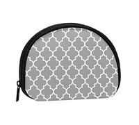 AUGUSTRUSH Small Zippered Coin Purse - Quatrefoil Grey Mini Canvas Wallet. Portable & Fashionable for Women & Girls. Ideal for Coin, Keychain, Credit Card & Id Storage