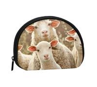 AUGUSTRUSH Small Zippered Coin Purse - Sheep and Lambs Mini Canvas Wallet. Portable & Fashionable for Women & Girls. Ideal for Coin, Keychain, Credit Card & Id Storage