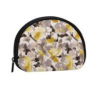 AUGUSTRUSH Small Zippered Coin Purse - Yellow Gray Flower Mini Canvas Wallet. Portable & Fashionable for Women & Girls. Ideal for Coin, Keychain, Credit Card & Id Storage