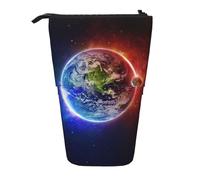 AUGUSTRUSH Space Planet Earth Stand Up Pencil Case for Girls & Boys, Cute Telescopic Pencil Holder Case for Teens & Adults, Large Storage Pencil Pen Case Organizer for School Office College