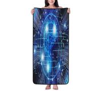 AUGUSTRUSH Super Absorbent Bath Towel 27x55 Inch, Artificial Intelligence Brain, Soft Quick Dry Beach Towel For Women & Men, Lightweight Bathroom Towel For Adults & Kids, Home, Travel, Spa, Pool, Gym