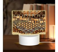 AUGUSTRUSH Touch Control 3-Mode Rectangular Acrylic Night Light for Bedroom, USB Led Table Lamp, African Style Patchwork, Soft Glow Eye-Friendly Dimmable Light for Home Decor