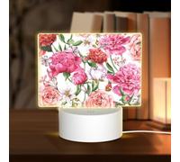 AUGUSTRUSH Touch Control 3-Mode Rectangular Acrylic Night Light for Bedroom, USB Led Table Lamp, Garden Peony, Soft Glow Eye-Friendly Dimmable Light for Home Decor