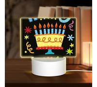 AUGUSTRUSH Touch Control 3-Mode Rectangular Acrylic Night Light for Bedroom, USB Led Table Lamp, Happy Birthday Big Cake, Soft Glow Eye-Friendly Dimmable Light for Home Decor