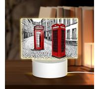 AUGUSTRUSH Touch Control 3-Mode Rectangular Acrylic Night Light for Bedroom, USB Led Table Lamp, London Red Telephone Booth, Soft Glow Eye-Friendly Dimmable Light for Home Decor
