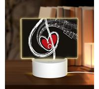 AUGUSTRUSH Touch Control 3-Mode Rectangular Acrylic Night Light for Bedroom, USB Led Table Lamp, Music Symbols Love, Soft Glow Eye-Friendly Dimmable Light for Home Decor