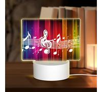 AUGUSTRUSH Touch Control 3-Mode Rectangular Acrylic Night Light for Bedroom, USB Led Table Lamp, Music Note, Soft Glow Eye-Friendly Dimmable Light for Home Decor