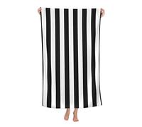 AUGUSTRUSH Ultra Absorbent Quick Dry Beach Towel for women & men, Black & White Stripe Bath Sheet, Microfiber Bath Towel for Pool Travel Gym, Large Lightweight Blanket Towel for Adults, Gift, 130x80cm