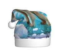 AUGUSTRUSH Unisex Christmas Hat for Adults, Bear Ice Santa Cap, Soft Warm Santa Cap for Holiday Parties Events, Xmas Hat for Festive New Year Party, Christmas Hats for women & men