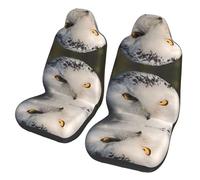 AUGUSTRUSH Universal Fit Car Seat Covers 2 Pack, Snowy Owl Eyes, Non-Slip Front Seat Protectors For Cars Suvs Trucks, Breathable Automotive Seat Covers, Driving Comfort