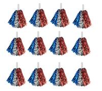 Augweyang 4Th of July Cheerleading Pom Poms Metallic Foil Independence Day Cheering Poms for Kids Adults with Short Handle Memorial Day Party Celebration Cheerleading Stuff Decorations Supplies 12Pcs