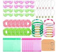 Augweyang Witch Pink and Green Party Return Gifts Decorations Supplies Set with Heart Shaped Glasses Necklaces Bracelets Hair Bands for 12 Guests Goodie Gift Bag Fillers Pinata Stuffers Rewards