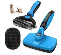 Augwind 3PCS Dog Brush I Dog Brush for Shedding I Deshedding Dog Brush I Dog Bath Brush I Slicker Brush For Dogs I Dog Comb I Premium Pet Supplies (Blue Black)