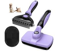 Augwind 3PCS Dog Brush I Dog Brush for Shedding I Dog Bath Brush I Slicker Brush For Dogs I Dog Comb I Premium Pet Supplies (Light Purple)