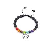 Augxigry 7 Chakra Ho'oponopono Prayer Bracelet I'm Sorry Please Forgive Me Thank You I Love You Yoga Gift, Stainless Steel, no gemstone