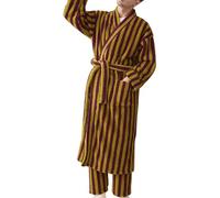 Augystre Bathrobe Men's Sauna Soft Winter Dressing Gown Striped Dressing Gown Lightweight Sauna Gown Elegant Pyjamas Sashes Long Loungewear Bath Poncho Towel Dresses Pyjamas, purple, L