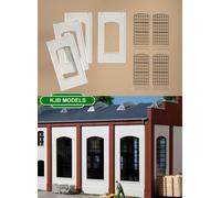 Auhagen 80709 PLASTERED / RENDERED WALLS + INDUSTRIAL WINDOWS (4 PCS)