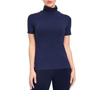 AUHEGN Women's Long Sleeve Lightweight Turtleneck Top Pullover Casual Active Layer Tops Shirts, Navy Blue, XXL