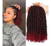 AuHeiAmeri 8Pack Pretwisted Passion Twist Crochet Hair Extensions for Black Women - Wavy Crochet Braids (10 Inch, 1B/2B)