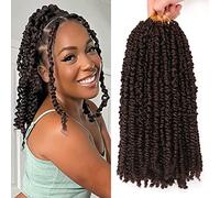 AuHeiAmeri 8Packs/Lot 12Inch Pretwisted Passion Twist Crochet Hair Prelooped Passion Twist Hair Curly Crochet Hair Extensions for Black Women Wate Wave Crochet Braids Hair (12 Inch (Pack of 8), 4)